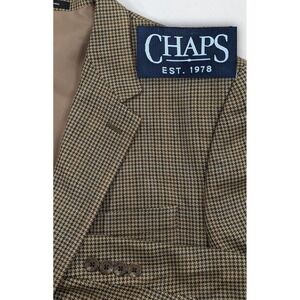 Chaps Ralph Lauren Blazer Suit Jacket Soft Silk Houndstooth Subtle Plaid 44R 48"